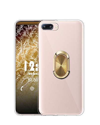Sunrive Cover Per Oppo RX17 Neo/R15x/AX7 Pro/K1, Custodia in molle Trasparente silicone Morbida protector back Case girevole a 360 gradi Protettiva Kickstand(A4 d'oro)