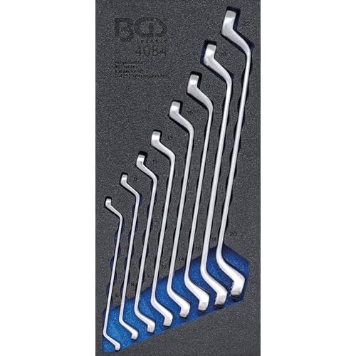 BGS 4084 | Werkstattwageneinlage 1/3: Doppel-Ringschlüssel-Satz | SW 6x7 - 20x22 mm | tief gekröpft | 8-tlg.