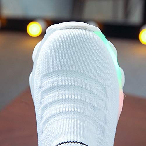 Polg Baby Boys Girls Led Light Up Flashing Sneakers Shoes Summer Comfortable Soft Knit Footwear For Toddler/Little Kid (White, 18-24Months) #TOP3