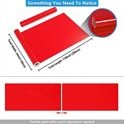 Image of WALLMATE Red Peel and Stick Wallpaper Self-Adhesive Removable Wallpaper Thicken Waterproof Wallpaper for Kitchen Countertop Cabinet (2 Feet by 10 Feet, Glitter Red Wallpaper)