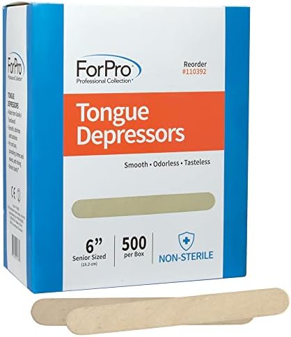ForPro Professional Collection Senior Tongue Depressors, Large Wax Applicators, Wood Craft Sticks, 6