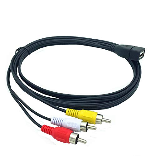 ANRANK UR20315AK 5FT/1.5M USB A Female to 3 RCA AV Audio Video Cable Cord Adapter for TV HDTV DVD