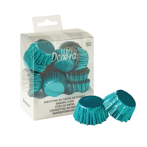 Decora, 0339788 Confezione da 180 Pirottini Bon Bon Sky Metallic da 27 X 17 mm, per Cuocere, Presentare e Regalare Muffin e Dolcetti, Resistono fino a 180°C, In comodo Blister, Made in Italy