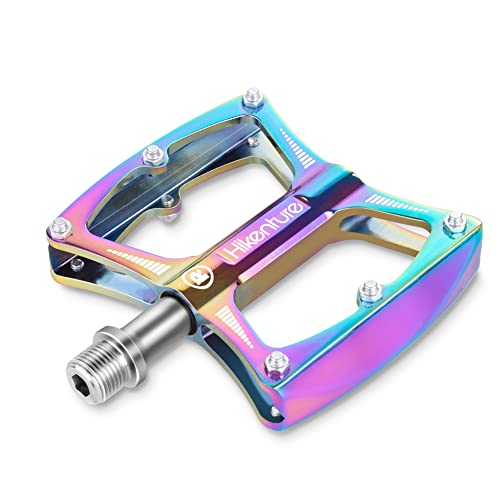Hikenture Road Bike Pedals Mountain Bicycle Flat Pedals 9/16" Sealed Bearing Lightweight Aluminum Alloy Colorful Wide Platform Cycling Pedal For Bmx/Mtb(A) #TOP22