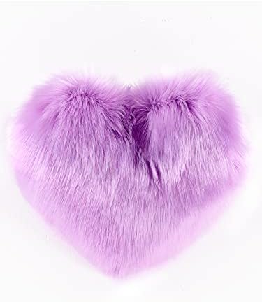Heart Plush Cushion, Bedroom Back Pad, Fluffy Throw Pillow, for Decorate Living Room Sofa Bedroom (Purple)