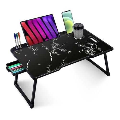 Image of TEKCOOL Smart Multipurpose Foldable Laptop Table with Cup Holder, Study Table, Bed Table, Breakfast Table, Foldable and Portable /Ergonomic & Rounded Edges /Non-Slip Legs (Flying doremon)'