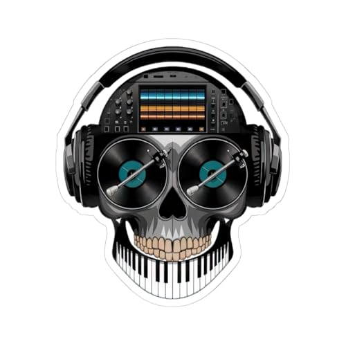 ColorFlow DJ Skull Sticker for Turntables and Headphones