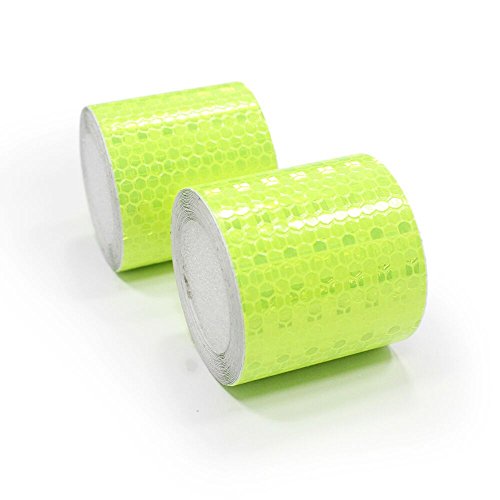 Tuqiang® Reflecterend plakband, zelfklevende veiligheidsmarkering, opvallende uity nacht reflecterende tape plakband film, 2 rollen 5 cm × 3 m Fluorescerend groen.