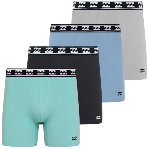 Billabong Boxer Briefs for Men, 4 Pack Microfiber Stretch Performance