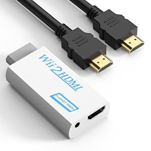 GoldOars Wii zu HDMI Adapter 1080P/720P HD Converter mit 3,5mm Stereo Audio Buchse +1,5m Kabel Unterstützt NTSC/PAL Format für Smart TV HDTV (Weiß)