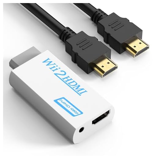 Goldoars Wii till HDMI-adapter, Wii till HDMI-omvandlare med 1080P/720P HD-utgång video och 3,5 mm uttag ljudkonverteringsadapter och 1,5 m HDMI-kabel, stöder alla Wii-visningslägen (vit)