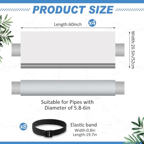 Image of Outus 4 Pcs Air Conditioner Hose Cover Wrap - Ac Hose Duct Vent Insulation Sleeve Insulated Cover for Portable Ac for 5 inch & 5. 9 inch Diameter 60 inch Long Exhaust Hoses Tube (Gray)