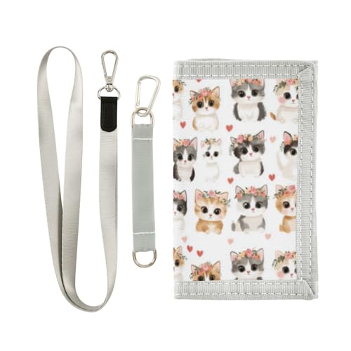 Wusikd Cute Cats Kids Wallet for Boys Girls Flowers Toddler Trifold Wallet Novelty Wallet for Teens Women Men