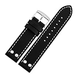 JASMKLX 20mm 22mm Vite in pelle cinturino in forma adatto for Hamilton Khaki adatto for B-reitling Zenith cinturino cinturino cinturino cinturino ricambio retroj(Black white line,22mm)