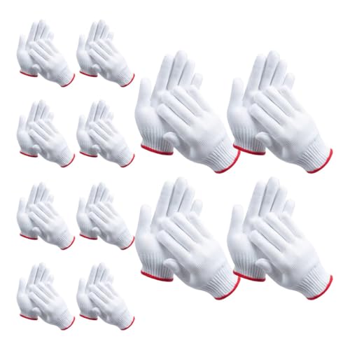 Guantes de trabajo blancos de nylon resistentes para tareas multipropósito