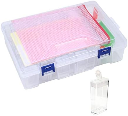 SurePromise 64 Grids Diamond Box Plastic Beads Painting Storage Tool Container Nail Art Organizer Case for DIY Craft/Jewelry/Rhinestone/Embroidery