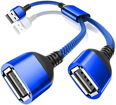 BASESAILOR USB Splitter Y Cable 0.3M/2Pack,USB A 1 Male to 2 Female Extension Cord Converter,Dual Double USB Port Extender Hub Data Charger Power Split Adapter For Mac,Car,Xbox One,PS4,PS5,Laptop