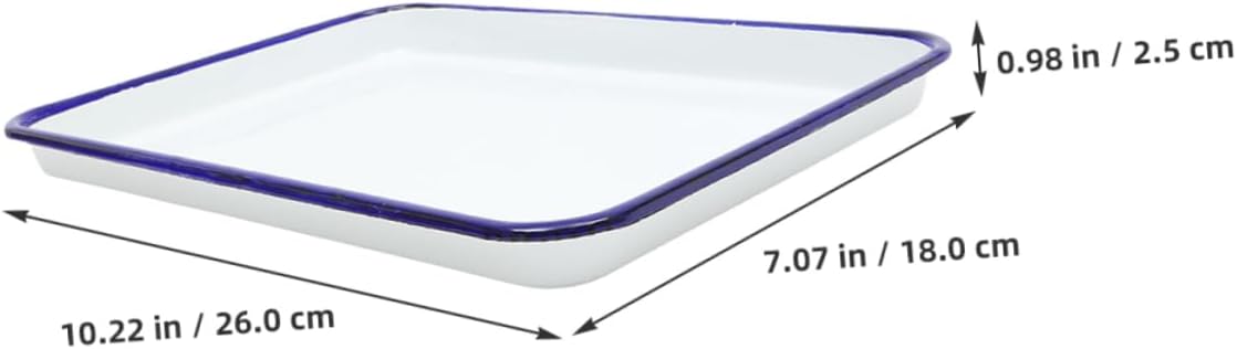 2pcs Enamel Baking Dish Non-stick Rectangular Roasting Tray for Pizza and Crepes Food-grade Cookware Vintage White Easy Clean and