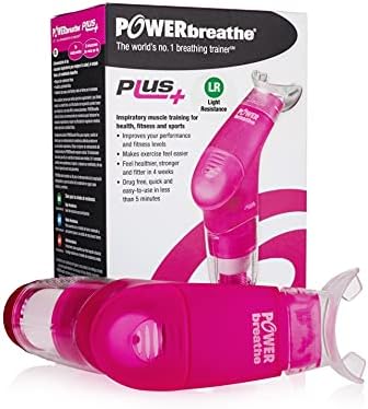 POWERbreathe - Breathing Exercise Device, Breathing Trainer and Therapy Tool to Strengthen Breathing Muscles and Help Lung Capacity, Handheld Inspiratory Muscle Trainer - Pink, Light Resistance