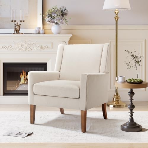 Living Room Chair, Wingback Mid-Century Accent Chair – Comfy Sing...