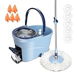 ZNM Mop and Bucket with Wringer Set, Spin Mops with Bucket and Foot Pedal for Floor Cleaning, 57" Ad