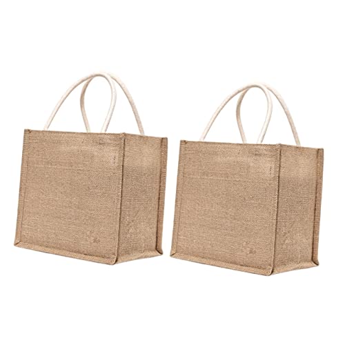 BEBEMOKO 2 bolsas de basura de lino, reutilizables, de arpillera, plegables, de mano, con compartimentos de moda, dispensador de doble cesta de mimbre, cordón de mimbre, color caqui, Khaki, 26X26X18CM
