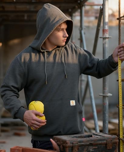 BOCOMAL FR Hoodie Idea for Summer Pullover Shirts 7.5oz Dark Heather Grey Flame Resistant Sweatshirt - Thumbnail 5
