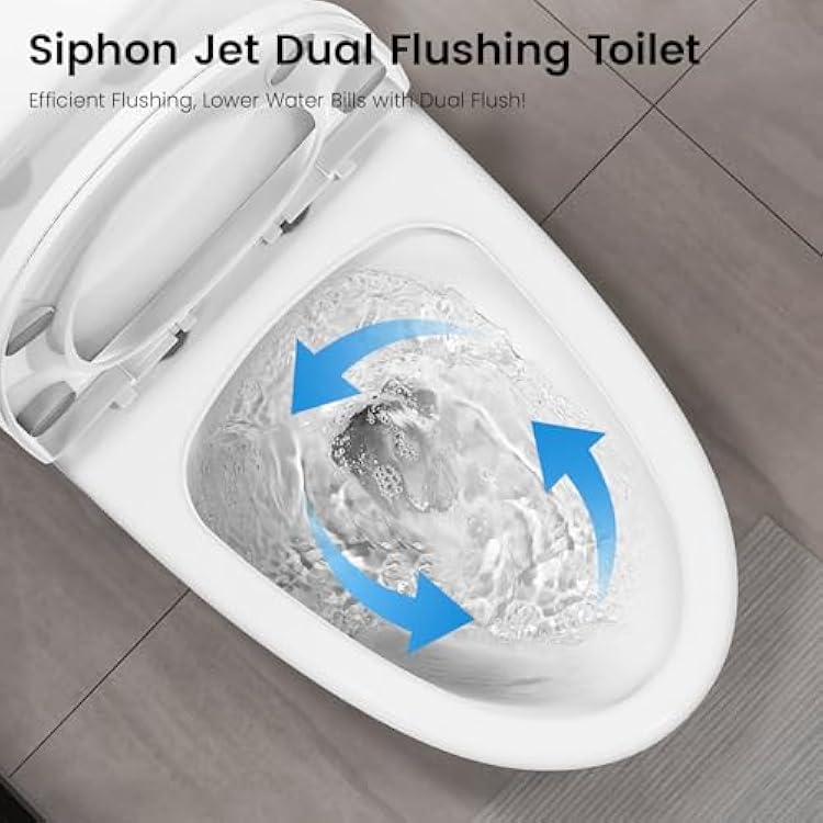 SOTOMO Elongated One Piece Toilet, 12 Rough-In, Compact Design for Bathrooms, 1.1/1.6 GPF Dual Flush toilet, MAP 1000g, Soft-Closing Seat, White Toilet Bowl - 27.75D x 15.4W x 27.13H