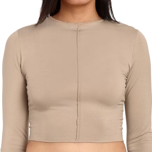 Image of ESPRESSO Women 95% Viscose / 5% Lycra Full Sleeve Round Neck Crop TOP Regular and Plus Size