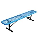 Yaluvantek Outdoor Furniture Expanded Metal Bench, Heavy-Duty Park Steel Bench Without Backrest, Weatherproof, Commercial-Grade, Thermoplastic Coating, Suitable for Garden, Patio, Outside (Blue, 6ft)