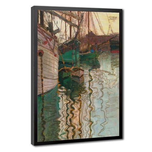 Poster Harbor of Trieste Egon Schiele impression sur toile 30x45 cm