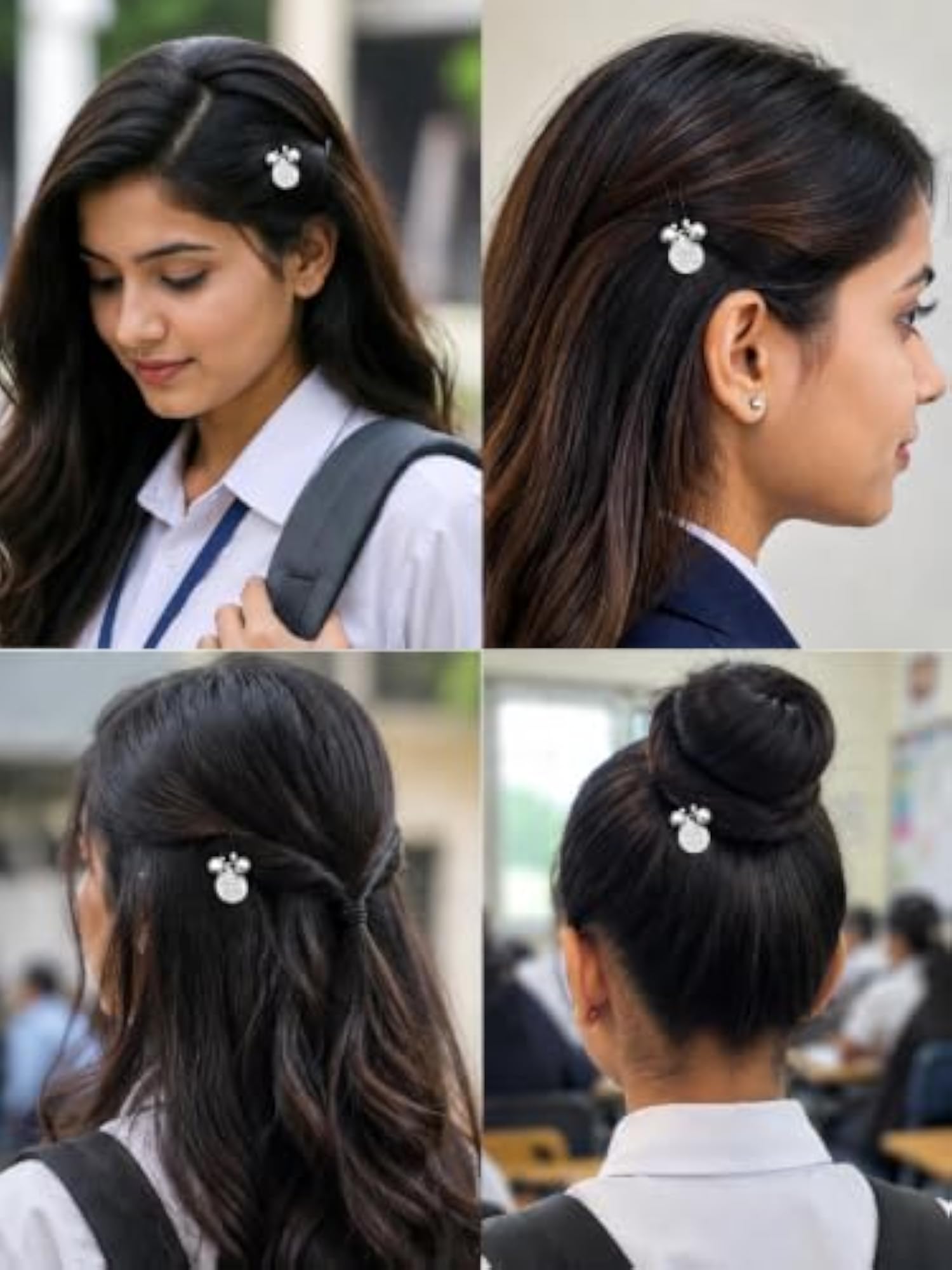 Women's Navratri Decorative Hair Pins with Silver Coin