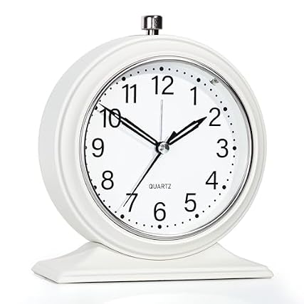 AYRELY® 4 inch Battery Operated Alarm Clock Silent Analog Desk Clocks with Light Vintage Metal