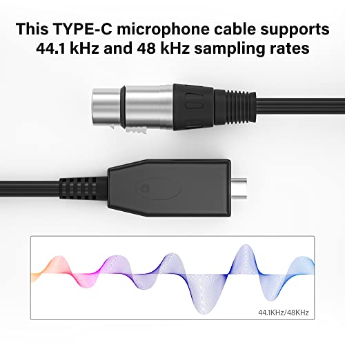 IUKUS Cabo USB C para XLR fêmea, cabo de microfone USB C tipo C macho para XLR fêmea Mic Link Studio
