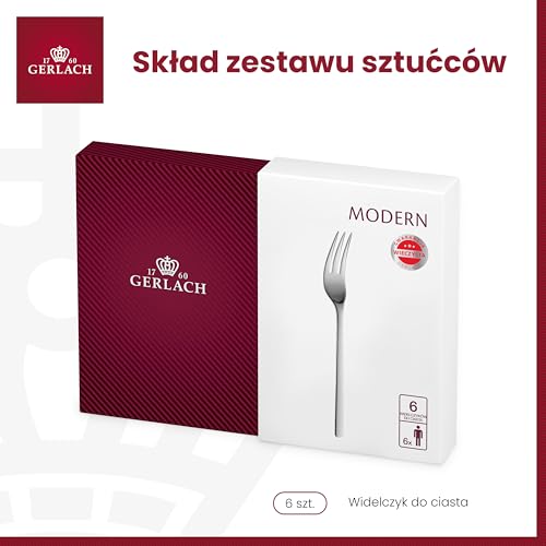 Gerlach Modern Widelczyki do Ciasta, Srebrny, 6 Sztuk