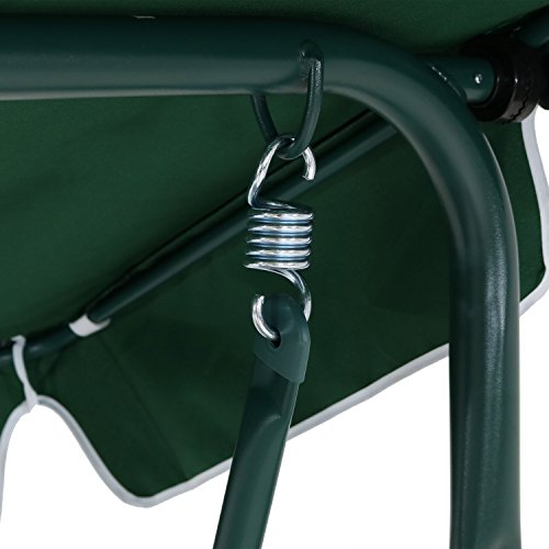 Sunnydaze Outdoor Porch Swing With Adjustable Canopy And Durable Steel Frame, 2-Person Patio Seater, Green Striped Seat Cushions #TOP4