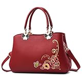 Sac à main brodé : la surface du sac à main est décorée de motifs floraux exquis, pleins d'art et très esthétiques. Longue bandoulière réglable et amovible, peut être facilement utilisée comme sac à main, sac fourre tout, sacs portés epaule, sac à bandoulière, sac fourre-tout. Plusieurs méthodes de transport vous apportent différentes expériences de style.