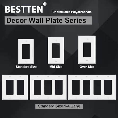 Image of BESTTEN 20 Pack Decorator Wall Plates 1-Gang Electrical Cover Plate, White