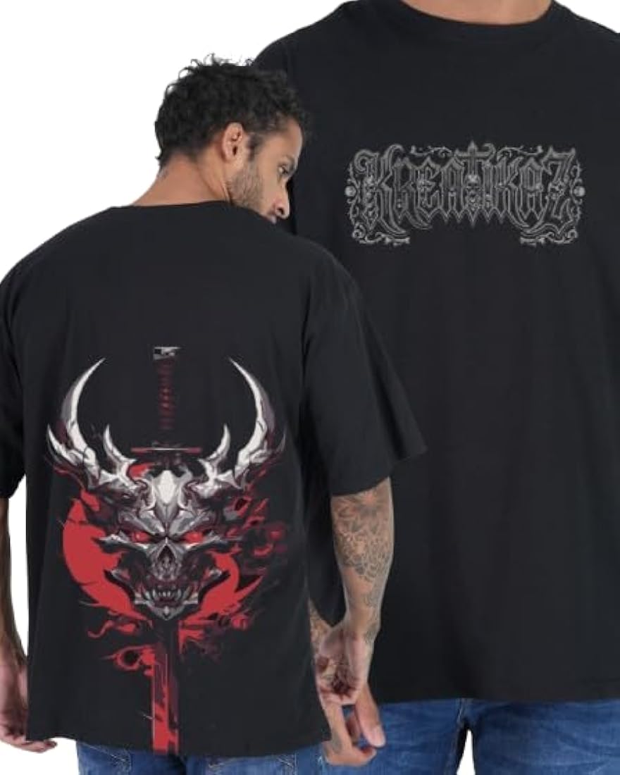 Buy Kreatikaz Men's Oversized Cotton Graphic T-Shirt | Heavyweight