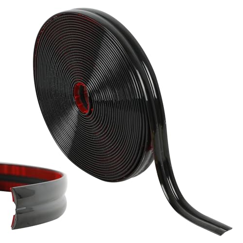 Jackfru Moulures décoratives autocollantes de 10 m, moulure décorative, plafond, mur, miroir, coin, armoire, armoire et revêtement automatique, peler et coller (noir)