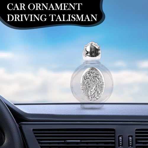 Henjunu Heiligen Christophorus Auto Plaketten,Christopherus Auto Medaille,Christophorus Plakette Auto Glücksbringer,Heiliger Christophorus Auto Plakette,Schlüsselanhänger am Lederband