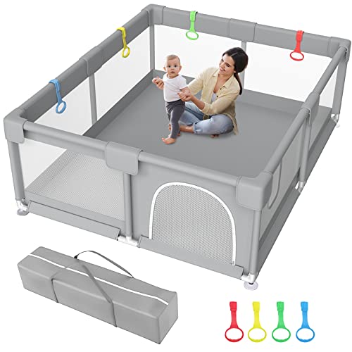 Zimmoo Baby Playpen, 71"X59" Extra Large Playpen For Babies And Toddlers Baby Playards With Zipper Gate, Safety Baby Play Pen With Soft Breathable Mesh Indoor & Outdoor Kids Activity Center #TOP8