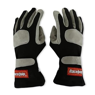 RaceQuip 351002RQP 351 Series Driving Gloves - SFI 3.3/1 - Black/Gray - Small