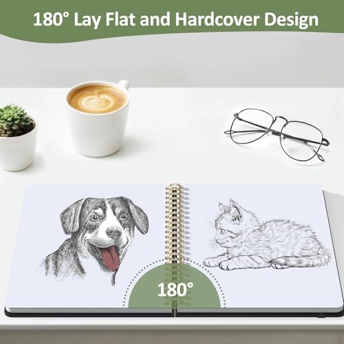 Forvencer 2 Pack Blank Spiral Notebook, 8"x 5.6"Hardcover Sketch Book - 3
