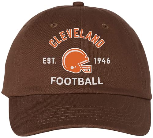 National USA Football League City Teams Embroidered Dad Hat Team Colors EST Years Baseball Cap, Brown - Cleveland