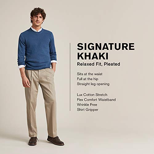 Dockers® Men's Relaxed Fit Signature Khaki Lux Cotton Stretch Pants - Pleated, Black, 36W x 34L by DOCKERS - Used condition - US$62.00