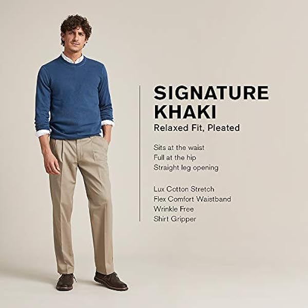 Dockers Pantaloni Kaki 2.0 dalla vestibilità Comoda, plissettati Casual, Lupo di Legno, 36W x 32L Uomo