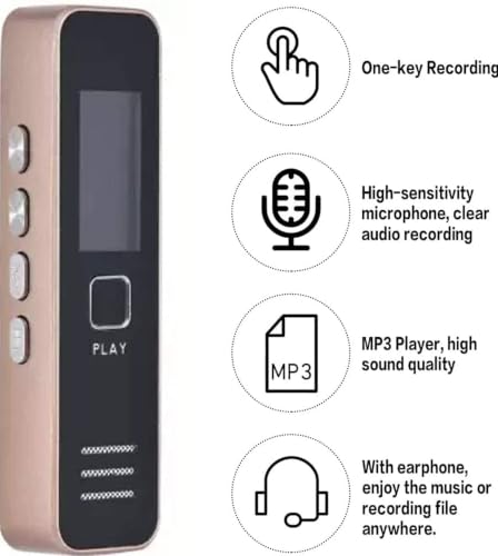 Image of DDLC 32GB Mini Digital Voice Recorder Memory | Voice Activated | Professional Audio MP3 Player Recording Device with Microphone | LCD Display, USB 2.0