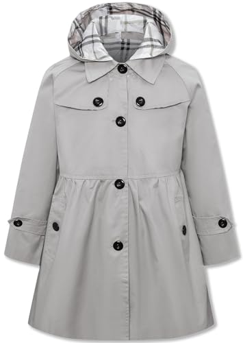 Image of Betusline Girl's Single Breasted Trench Coat Hooded Dress Coat Outerwear, 2-14 Years