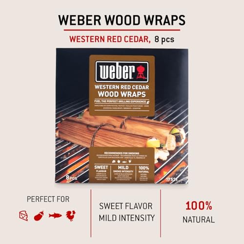 Weber Zedernholz Wood Wraps (8 Stück) - dünne, feine Wraps aus Zedernholz, zum Einwickeln von Grillgut, feine Raucharomen, 100% natürliches Holz (17521)